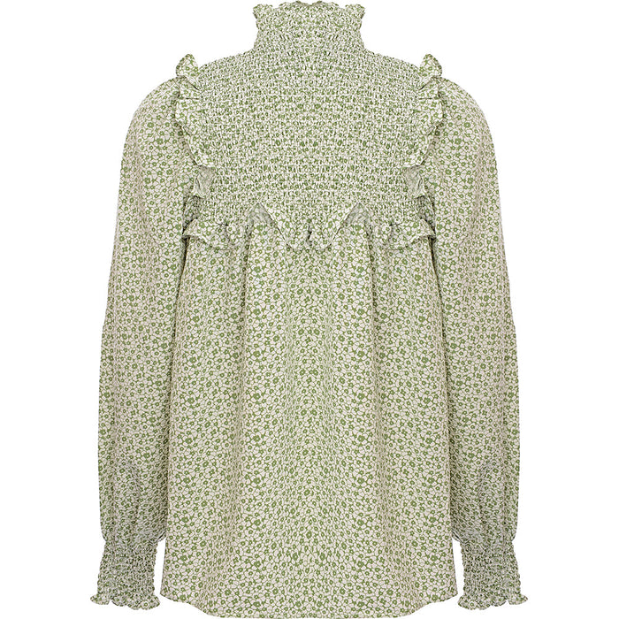 Glamorous Women's Green Floral High Neck Smock Blouse