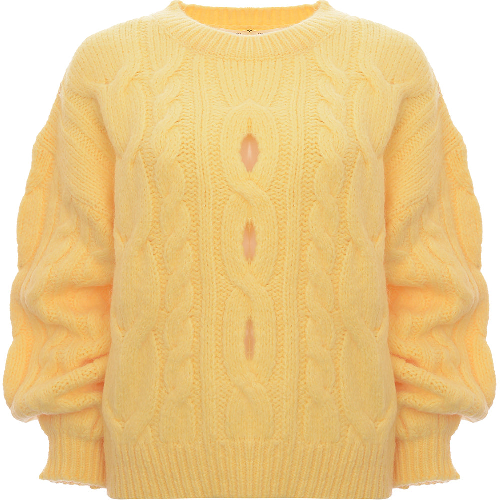 Womens Mango Cut Out Jumper In Yellow