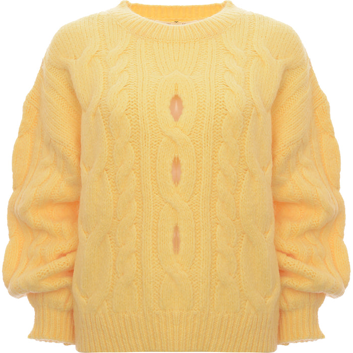 Womens Mango Cut Out Jumper In Yellow