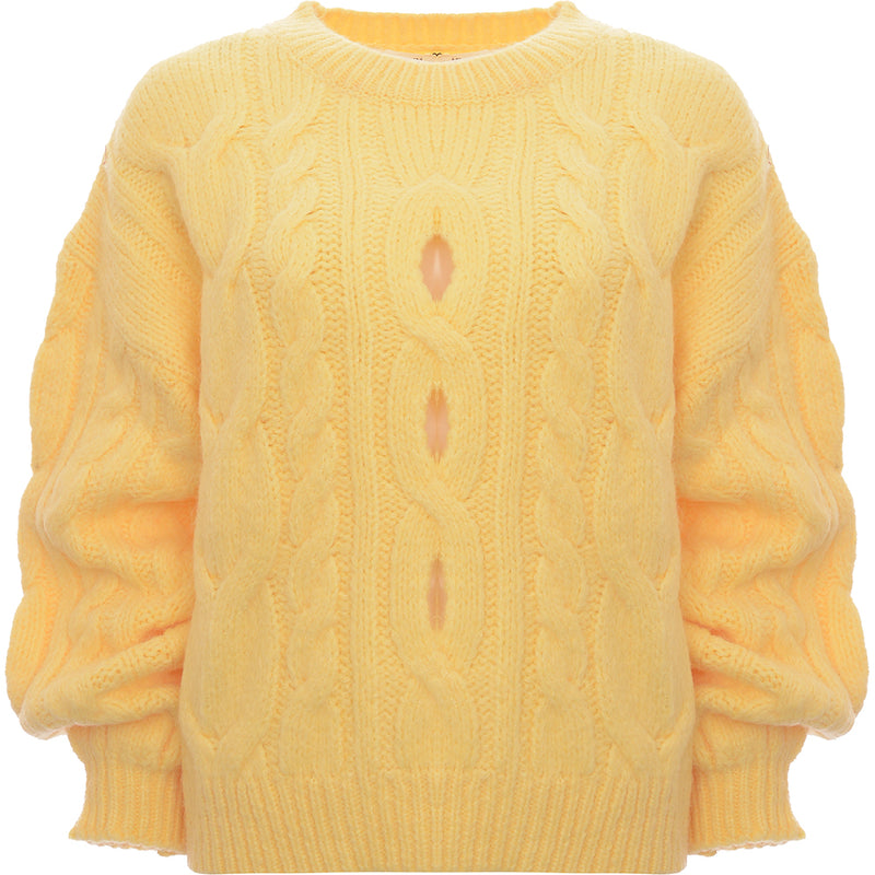 Womens Mango Cut Out Jumper In Yellow