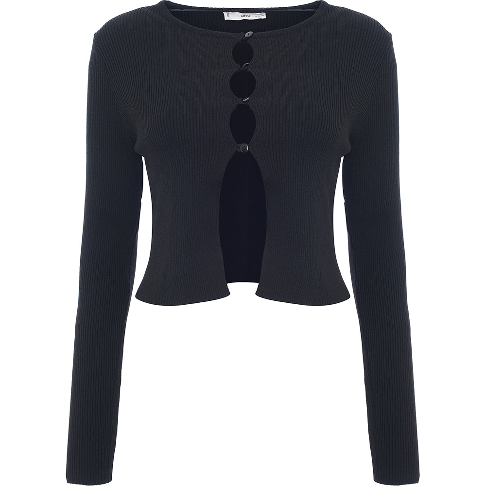 Mango Women's Fine Knit Long Sleeved Half Button Top