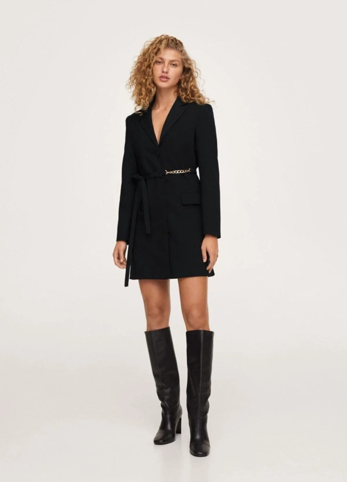 Mango Womens Blazer Dress With Chain Detail In Black