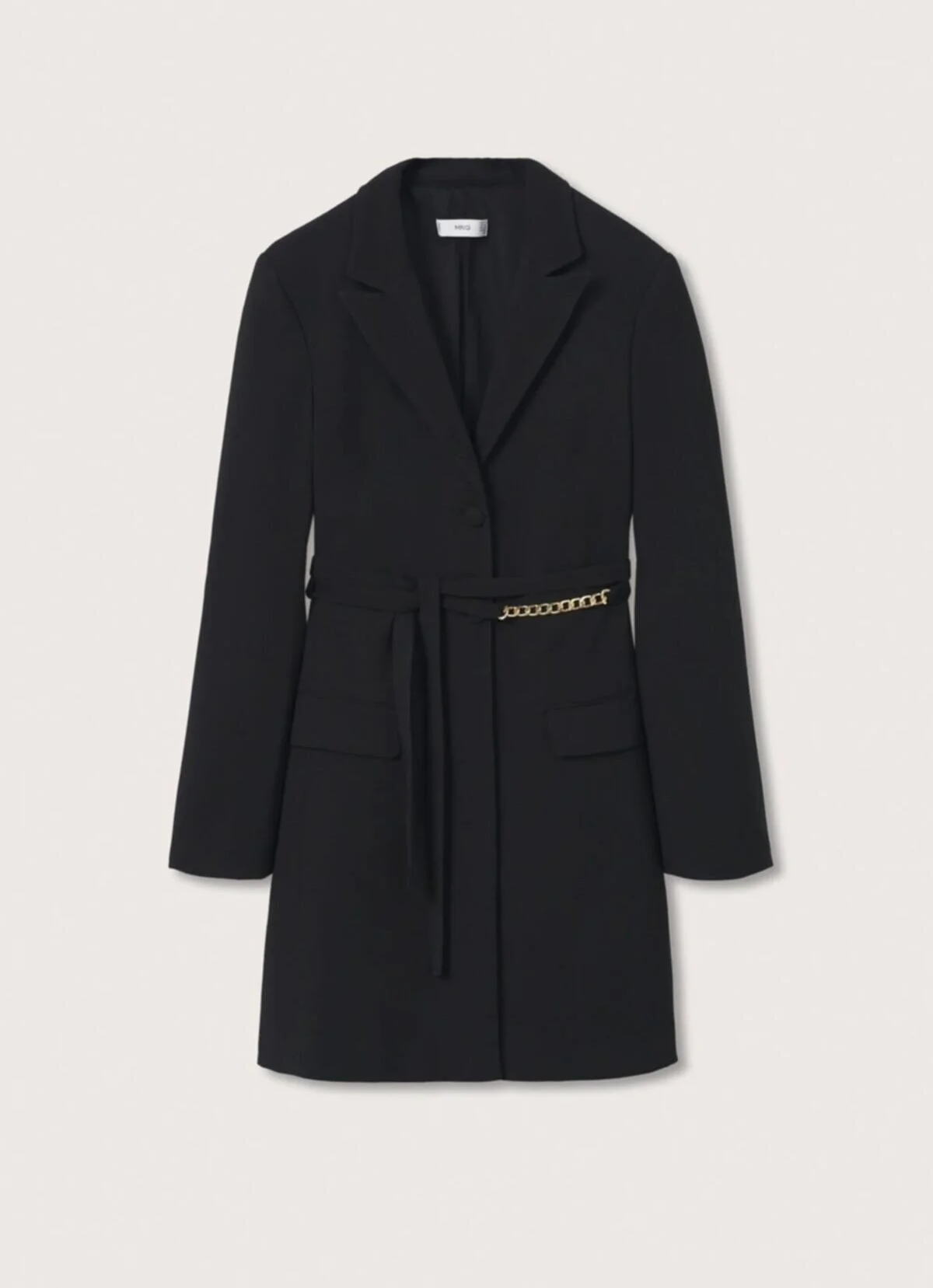 Mango Womens Blazer Dress With Chain Detail In Black