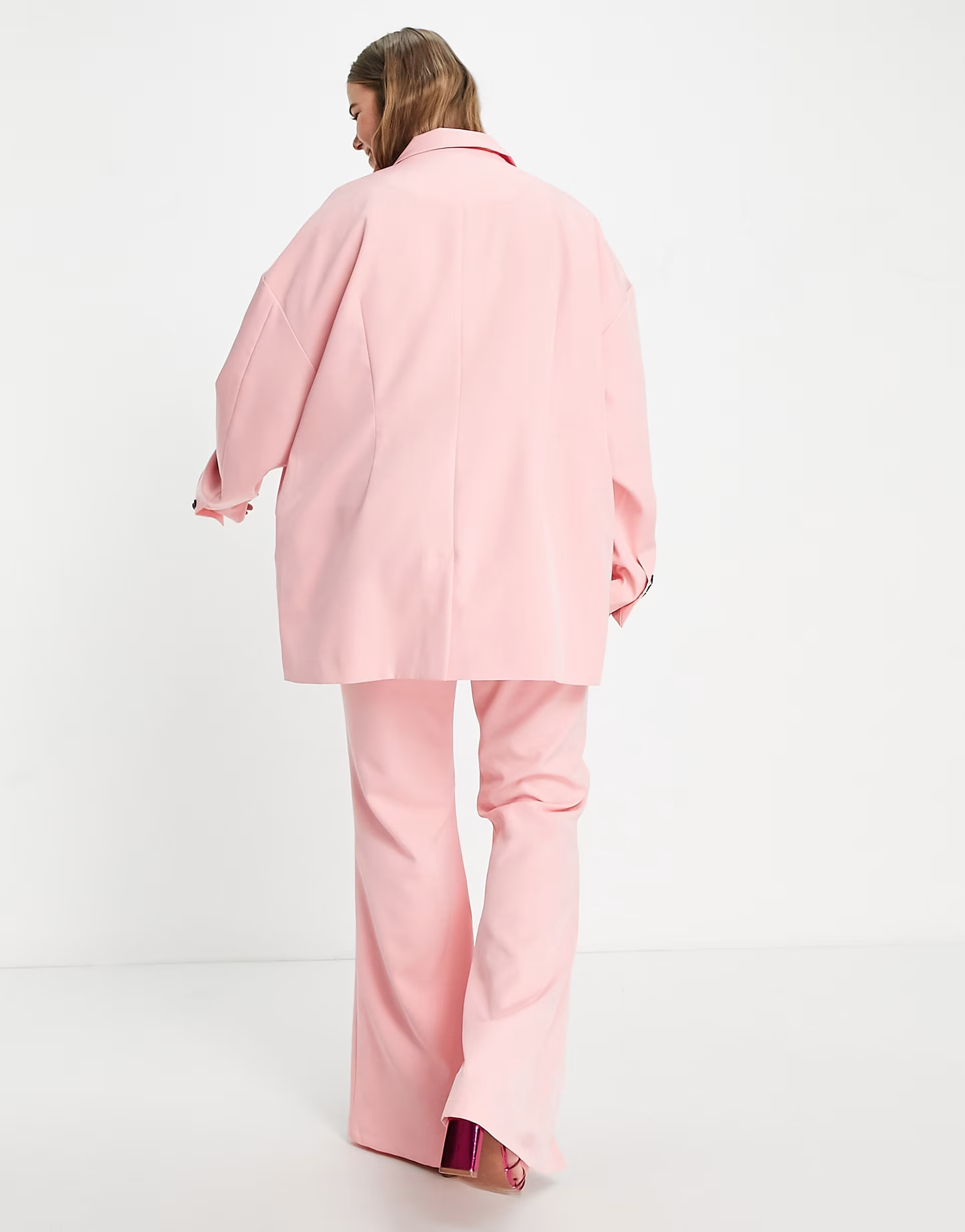 Extro & Vert Womens Plus Flare Leg Trousers In Pink