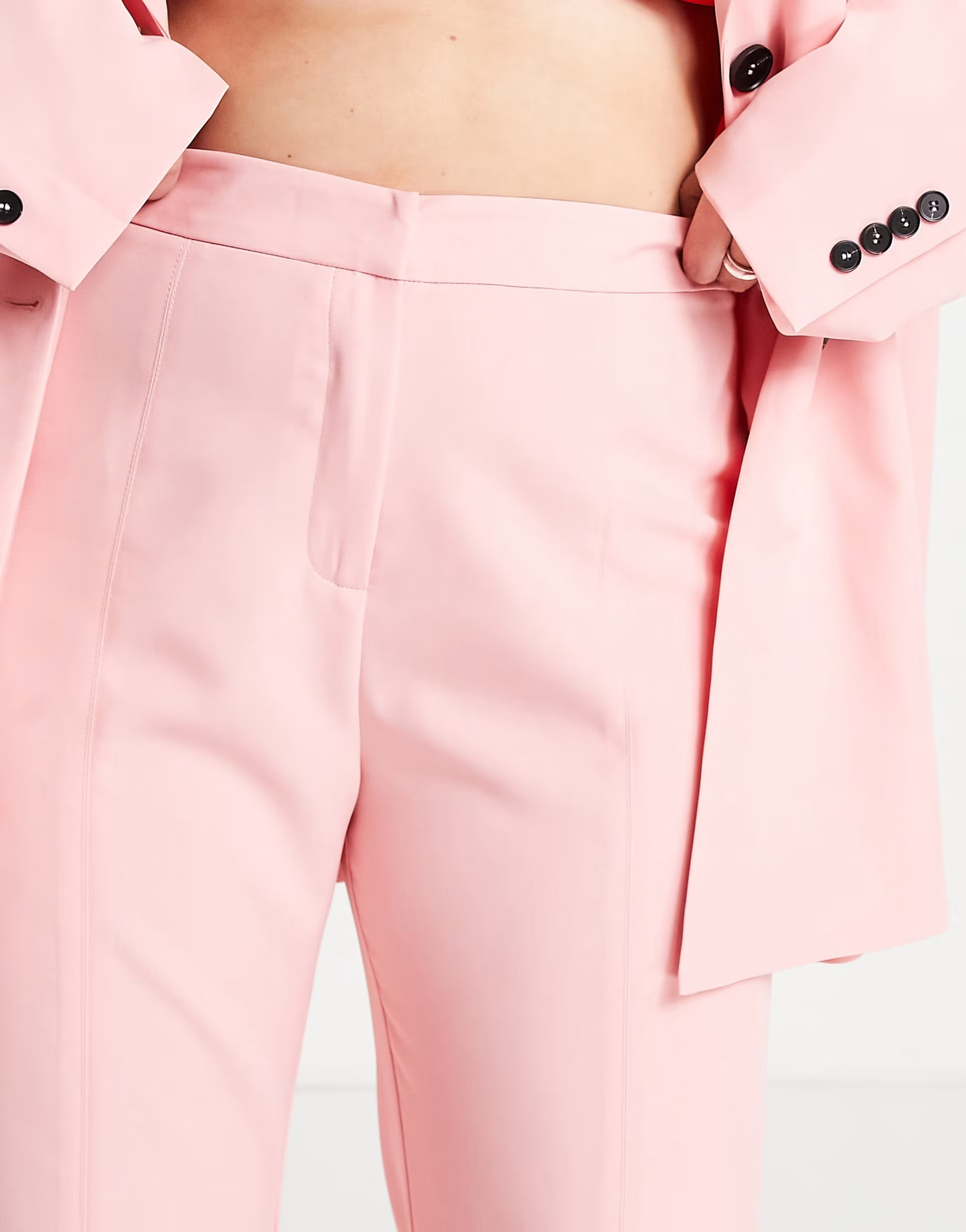 Extro & Vert Womens Plus Flare Leg Trousers In Pink