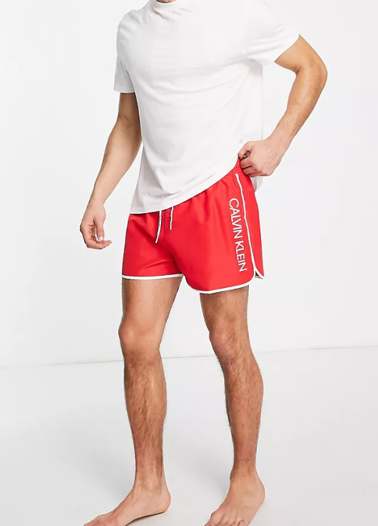 Calvin Klein Mens Swim Shorts In Bright Red