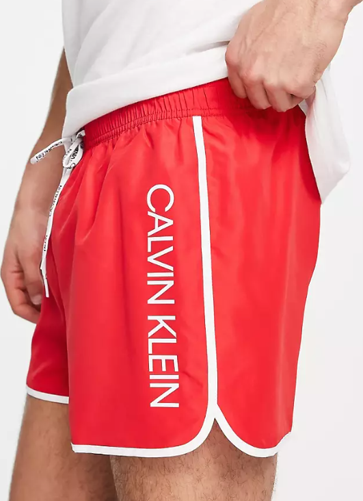 Calvin Klein Mens Swim Shorts In Bright Red