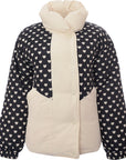 Monki Women's Black Recycled Padded Jacket with Heart Print