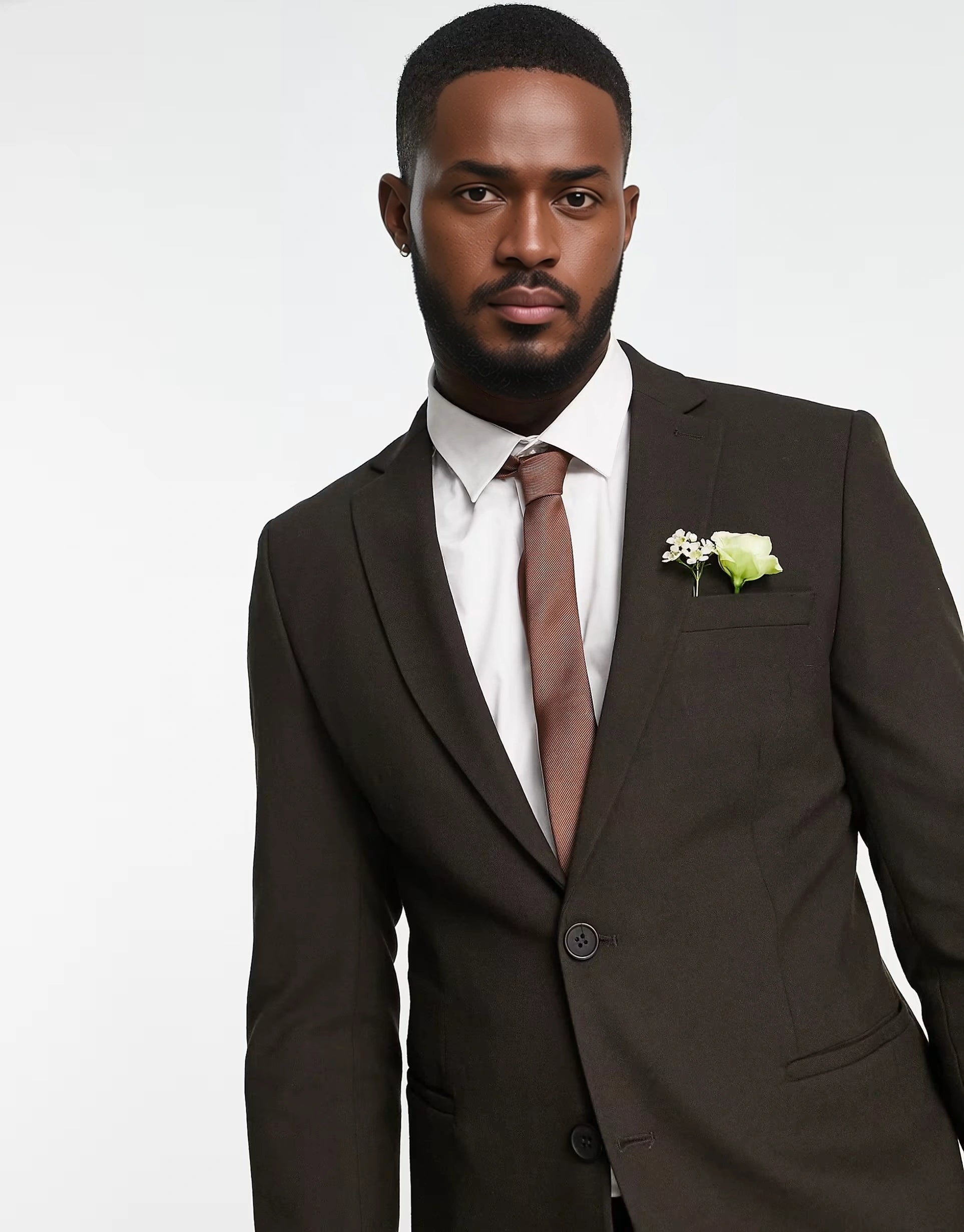 Bolongaro Trevor Mens Wedding Plain Skinny Suit Jacket In Brown