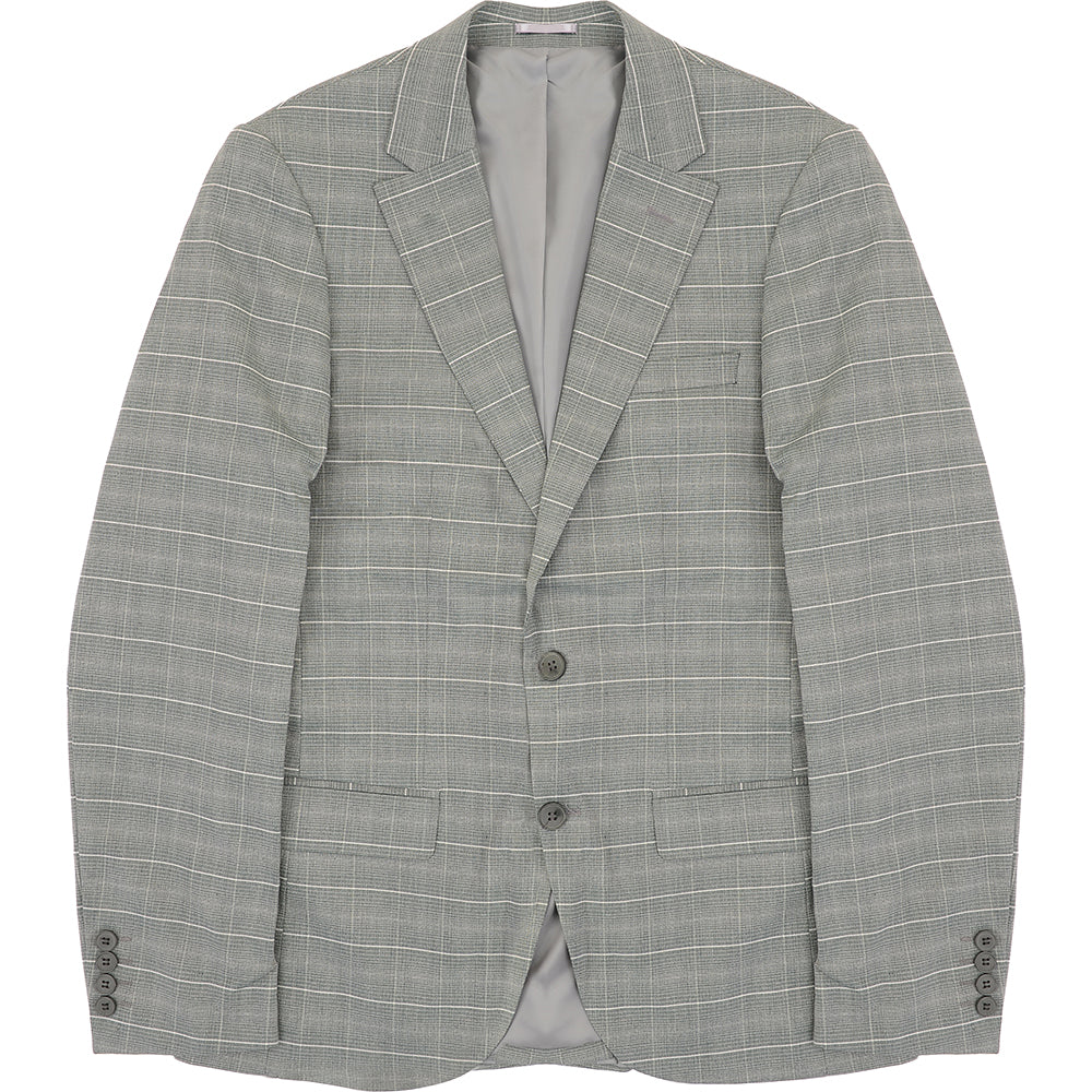 Bolongaro Trevor Men's Green Super Skinny Fit Windowpane Check Suit Jacket