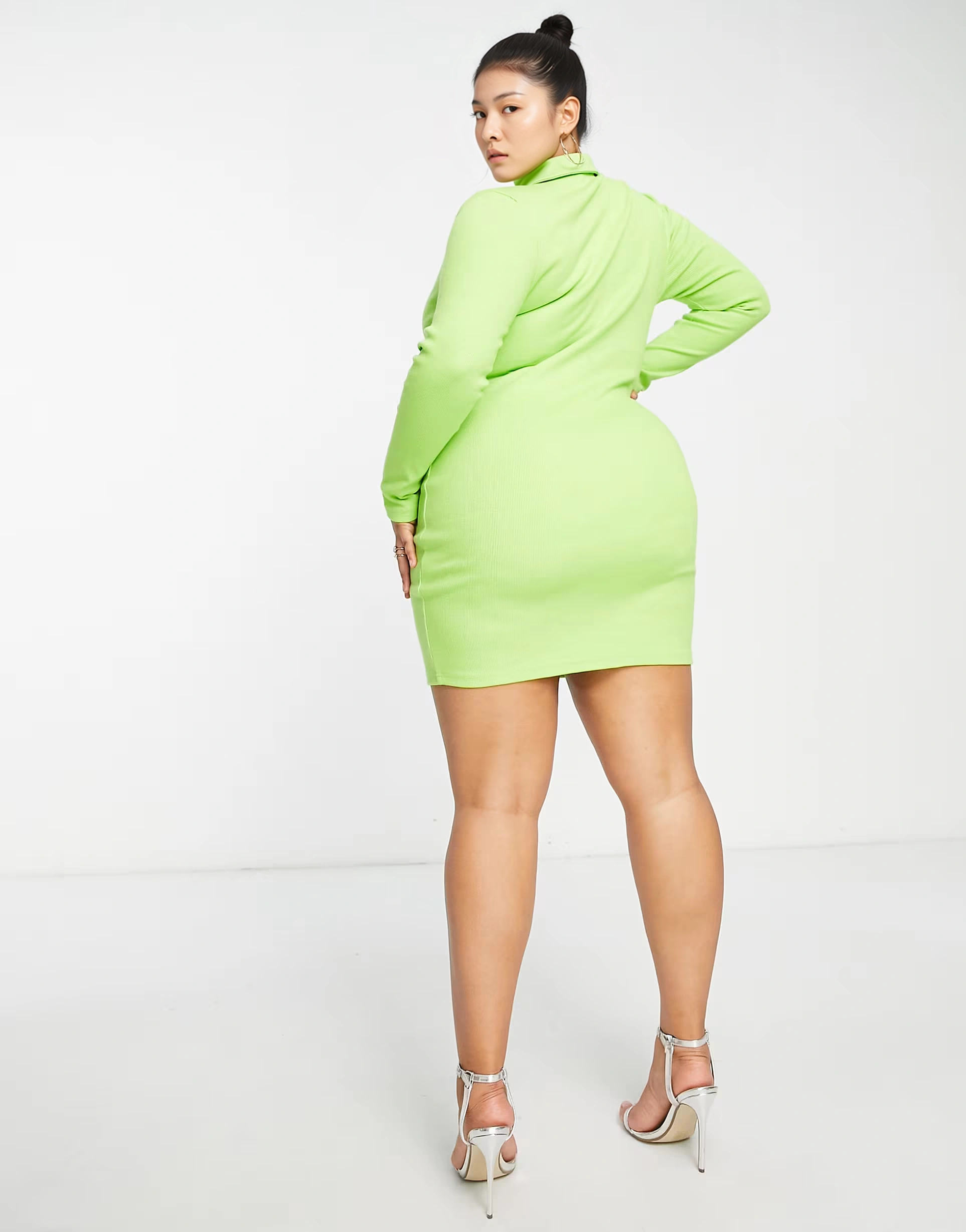 Womens Simmi Plus Strappy Collar Detail With Keyhole Detail Mini Dress In Lime