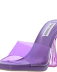 Steve Madden Women's Purple Clear Lipa Flared Heel Mules