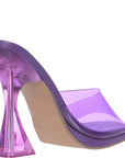 Steve Madden Women's Purple Clear Lipa Flared Heel Mules