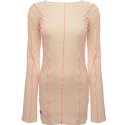 The Couture Club Women's Ecru Multi Contrast Exposed Seam Midi Dress