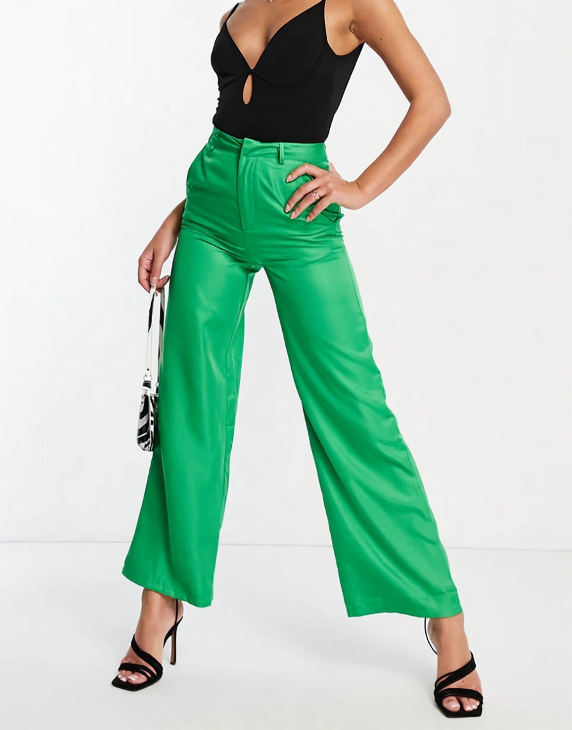 Missyempire Womens Wide Leg Tailored Co Ord Trousers In Green