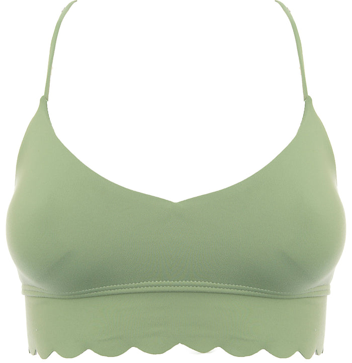 South Beach Womens Khaki Light Support Scallop Sports Bra