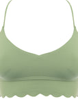 South Beach Womens Khaki Light Support Scallop Sports Bra