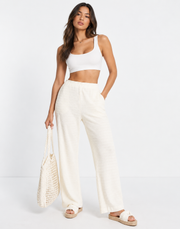Urban Revivo Womens Wide Leg Trousers In White
