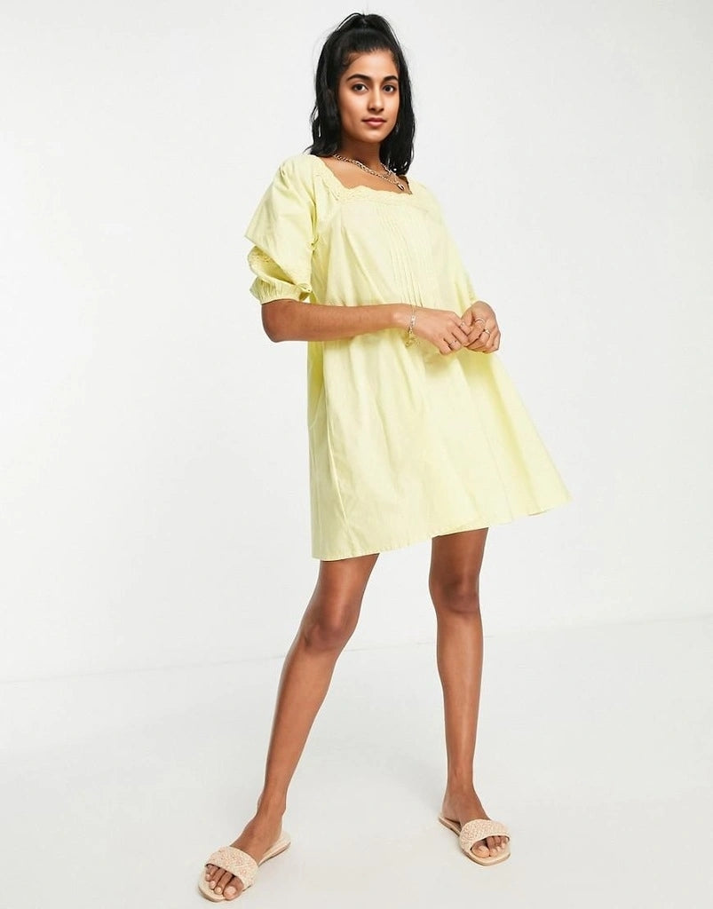 Influence Womens Square Neck Mini Dress In Yellow