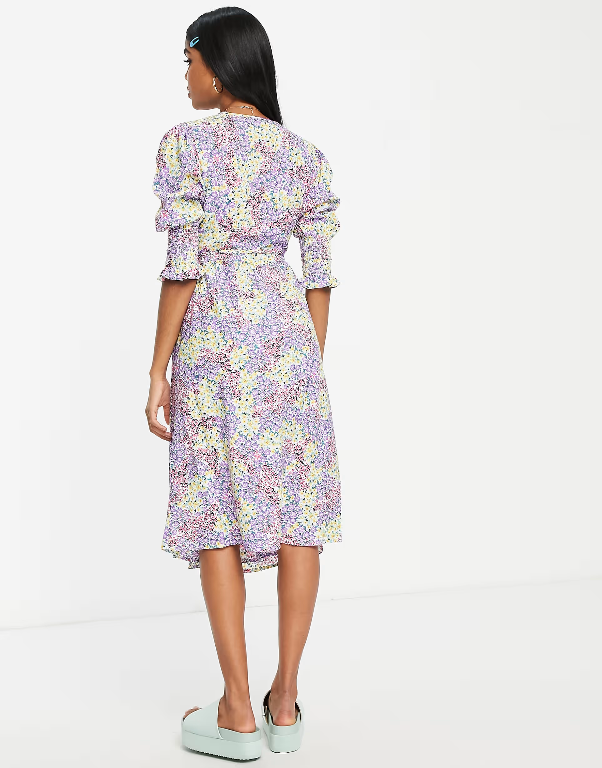Influence Womens Smock Midi Dress in Multi Floral