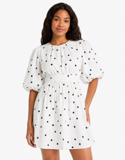 Influence Womens Angel Sleeve Mini Dress in White Polka Dot