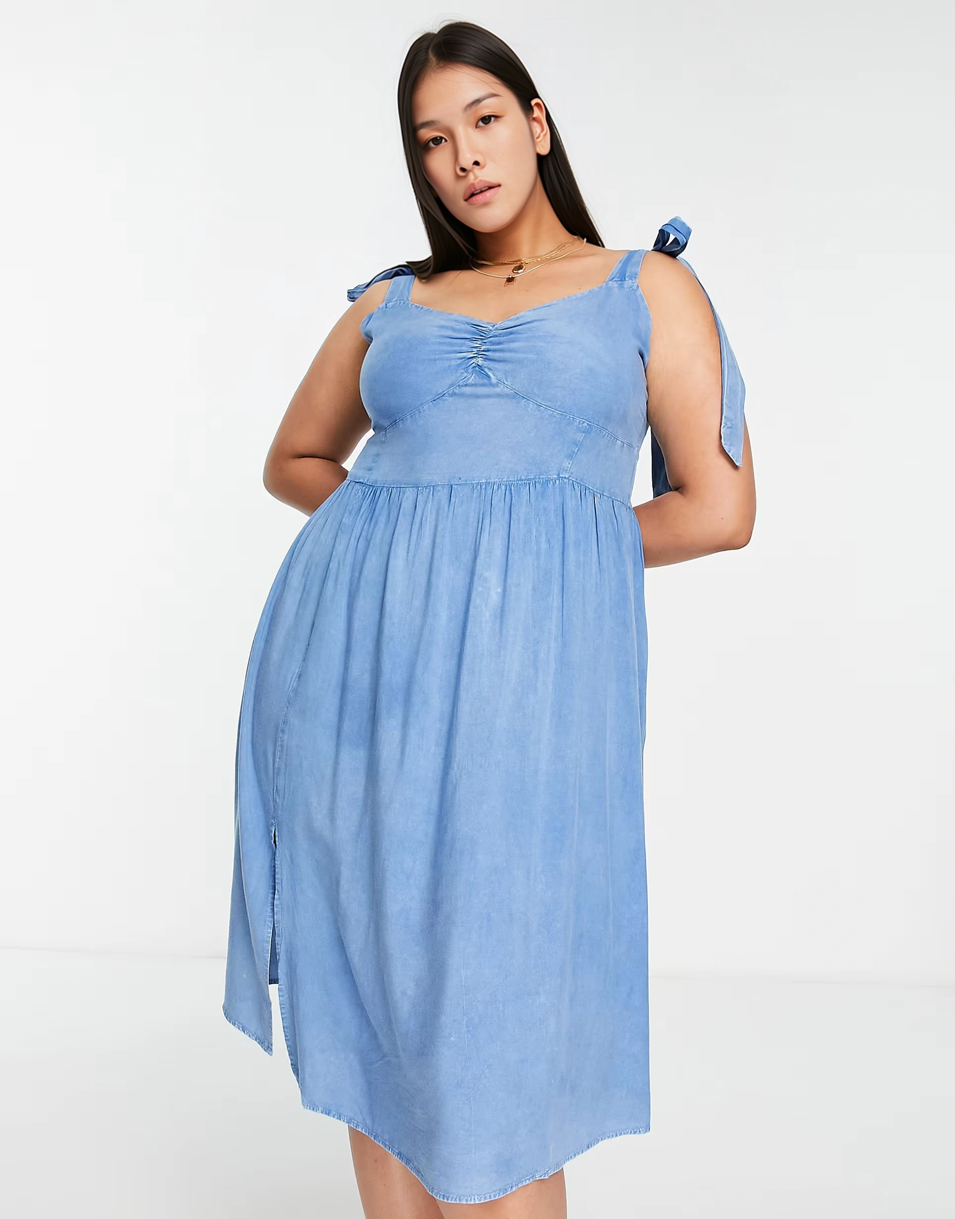 Womens Influence Plus Tie Strap Mini Dress In Blue