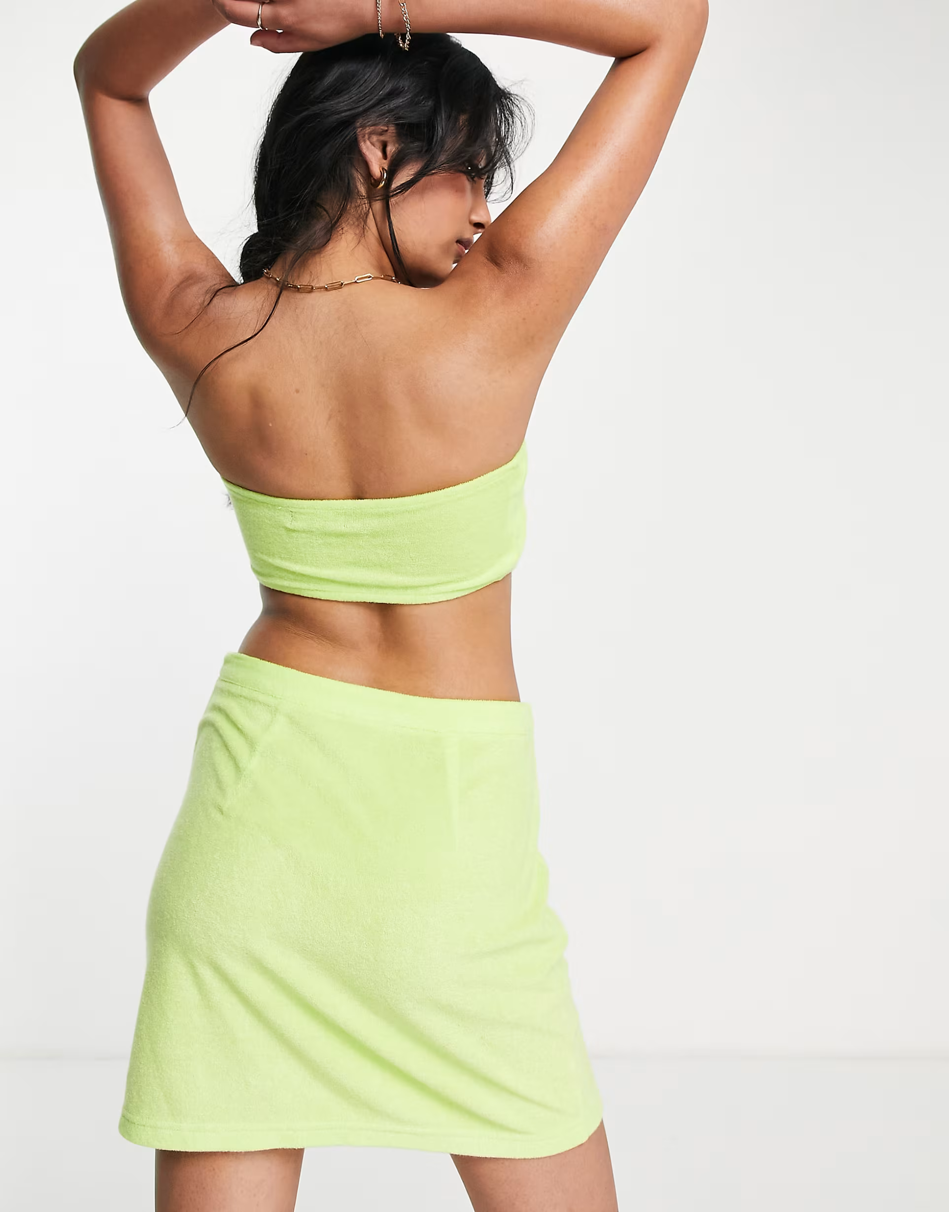 Lola May Womens Towelling Mini Skirt In Lime