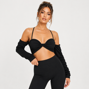Lola May Womens Strappy Front Crop Top In Black