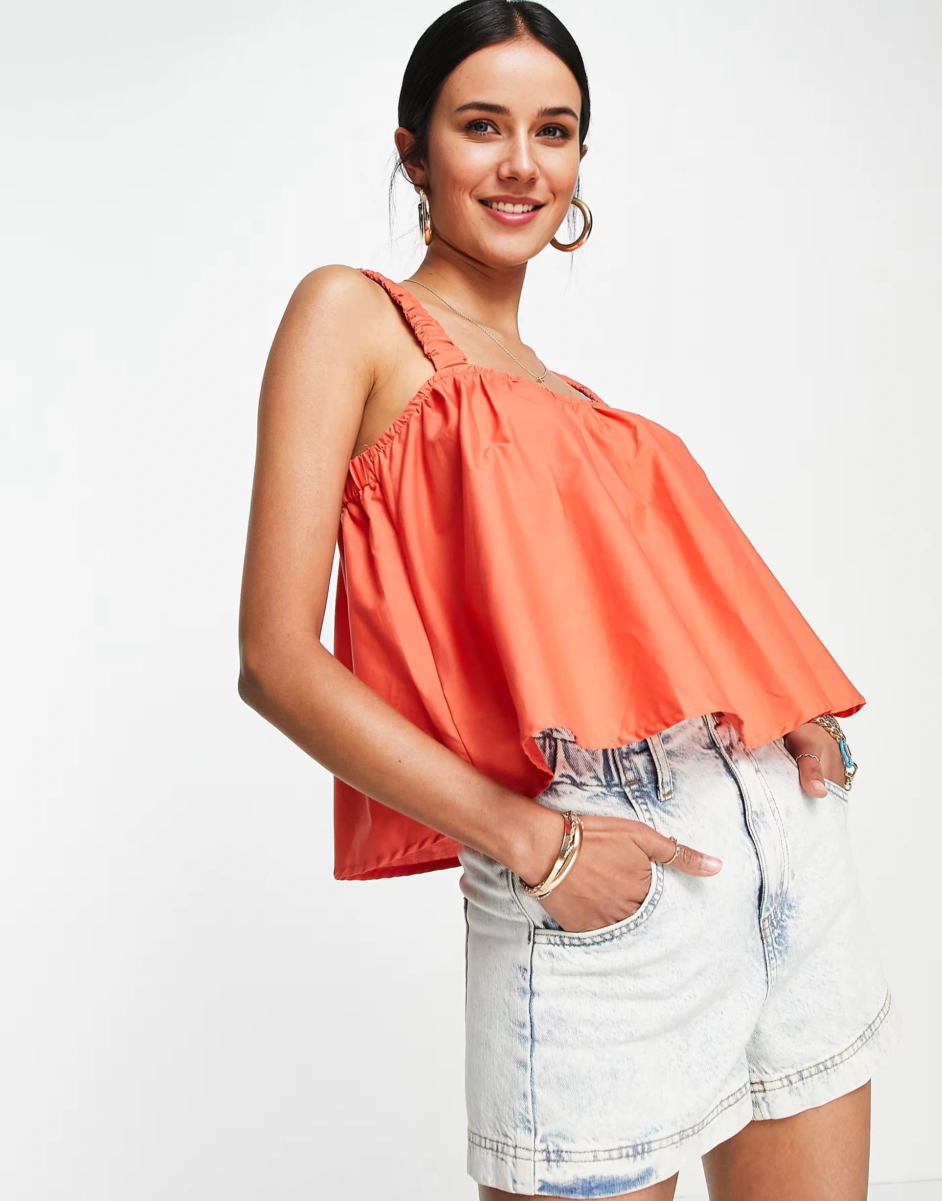 Mango Womens Smock Top In Red