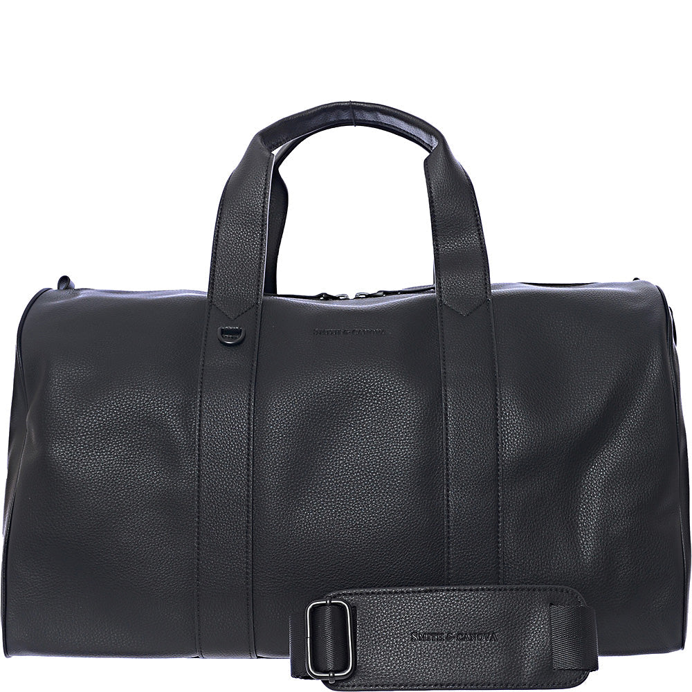 Smith & Canova Men's Black Leather Shoulder Strap Holdall