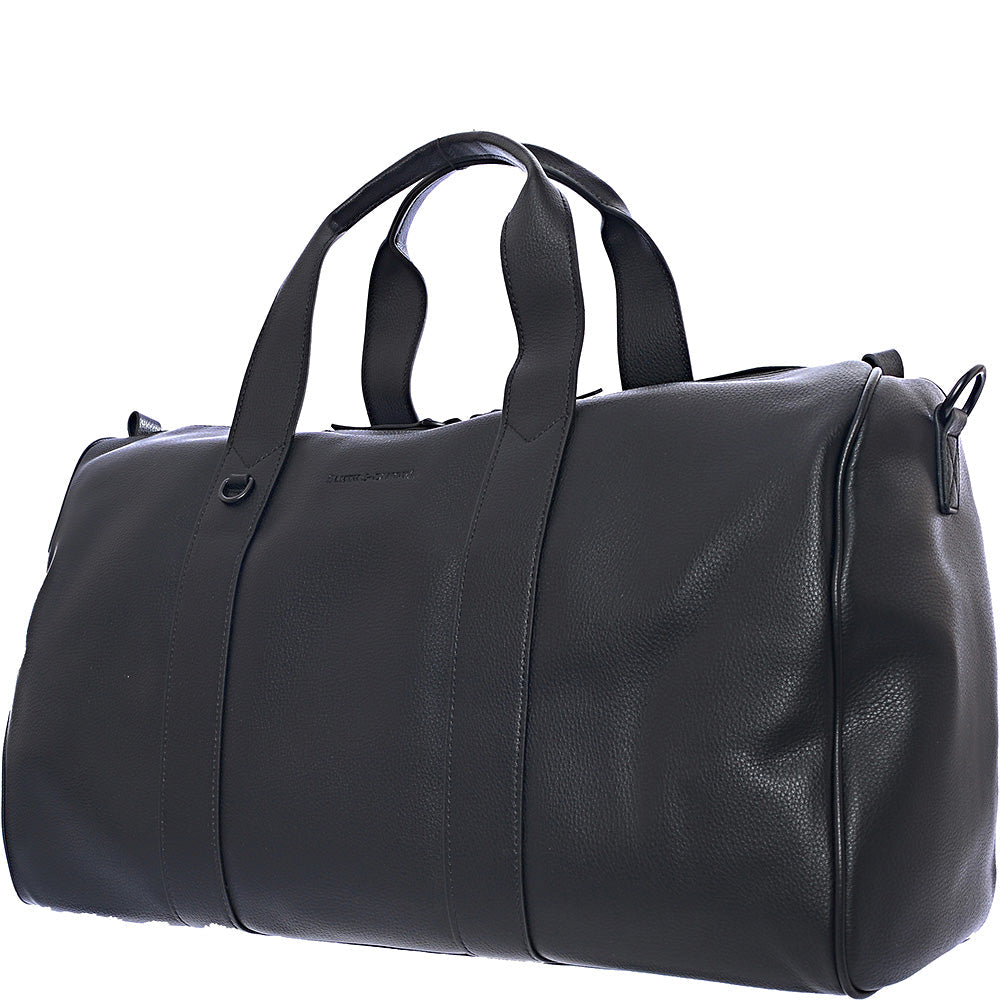 Smith & Canova Men's Black Leather Shoulder Strap Holdall