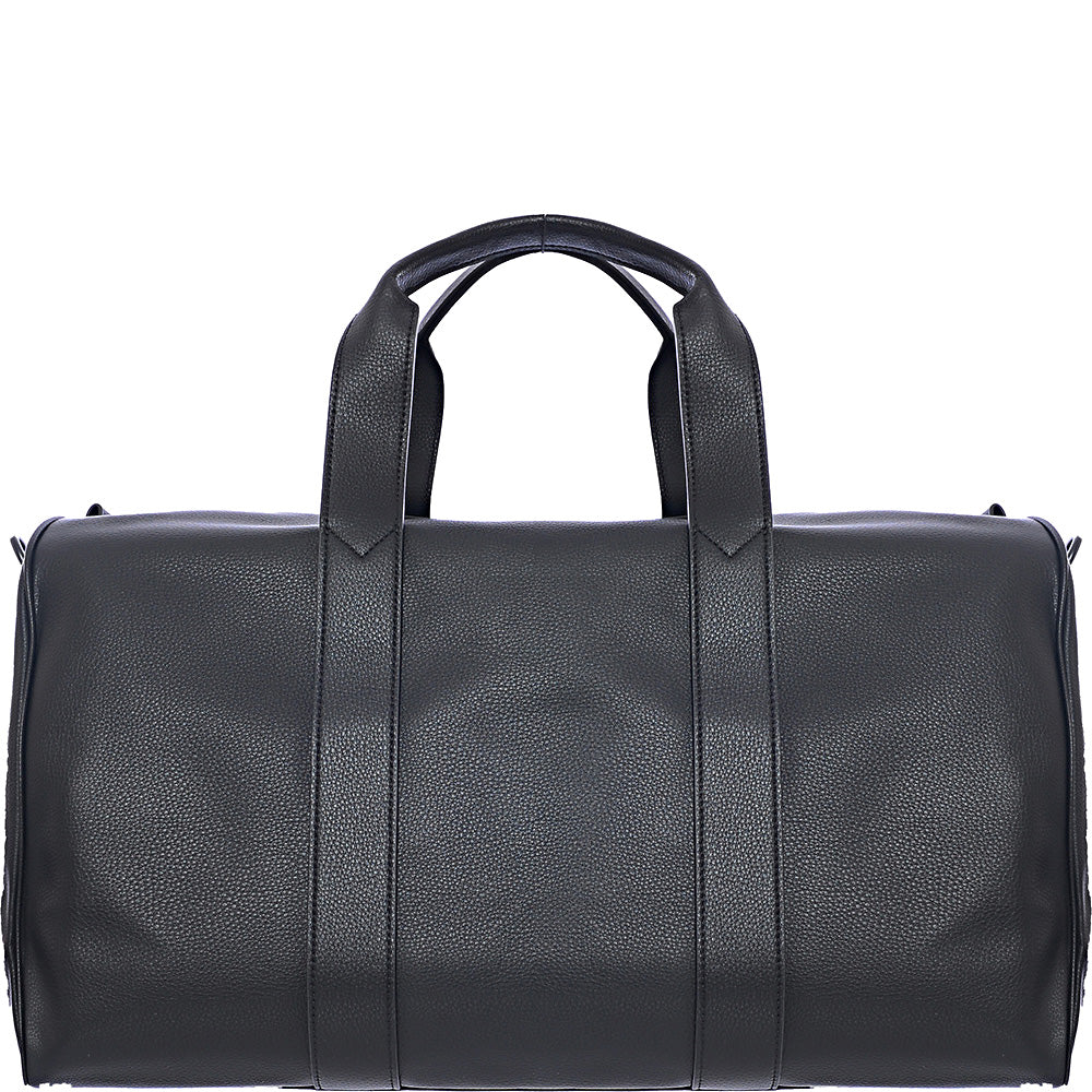 Smith & Canova Men's Black Leather Shoulder Strap Holdall