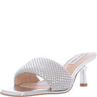 Steve Madden Women's Silver Snazzy-R Mid Heeled Mules