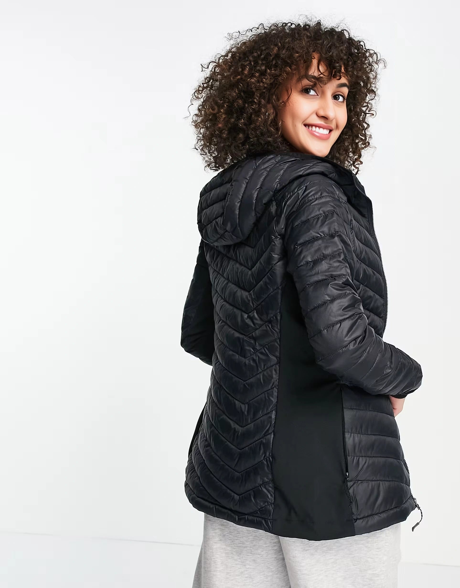 Womens Columbia Powder Pass Hooded Jacket in Black