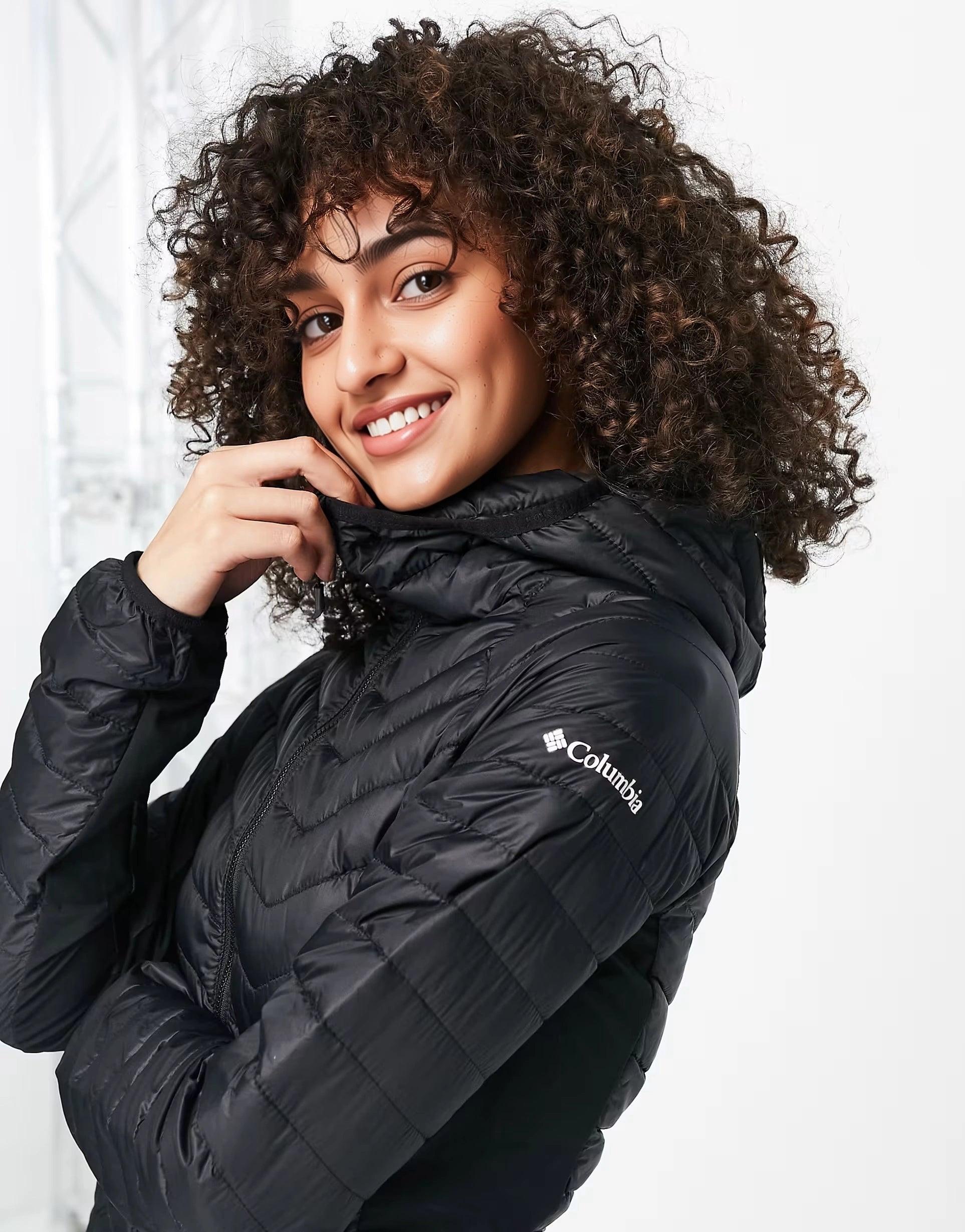 Womens Columbia Powder Pass Hooded Jacket in Black