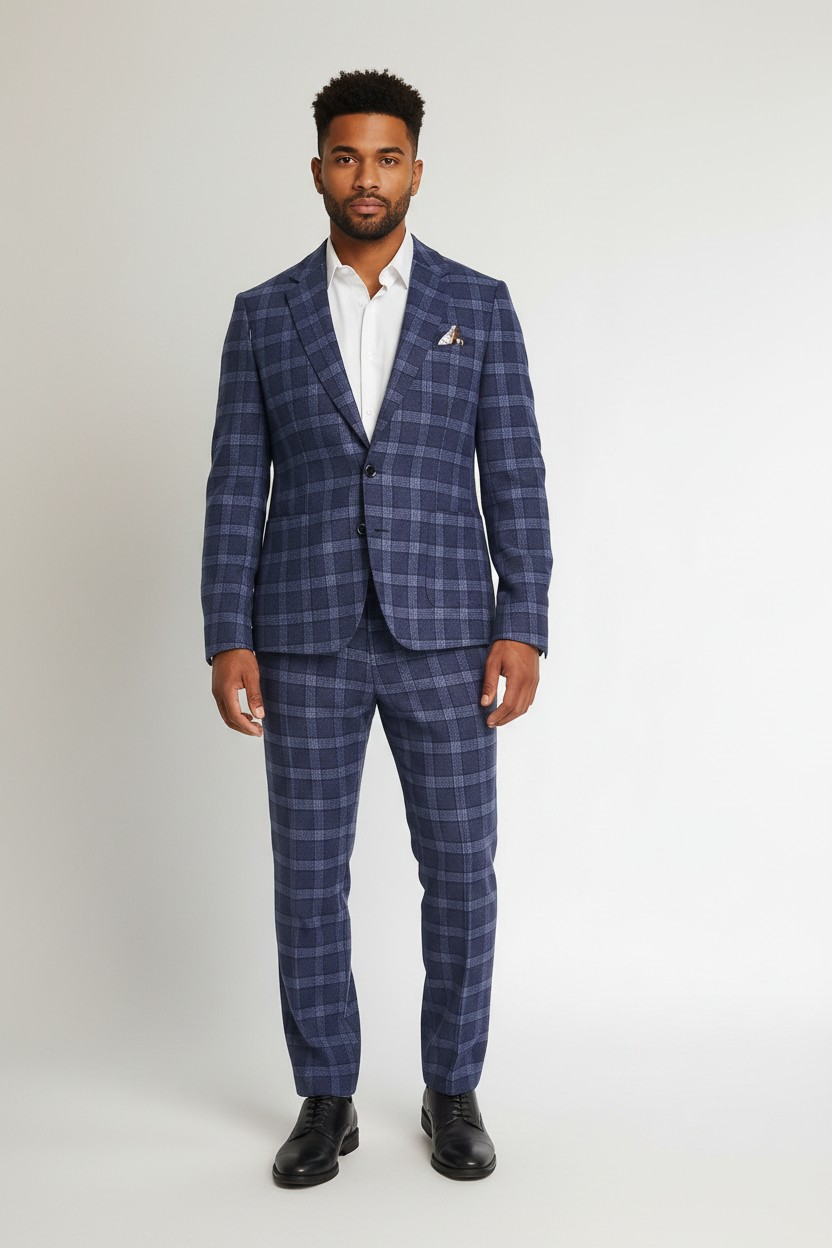 Harry Brown Mens Suit Jacket in Blue Check