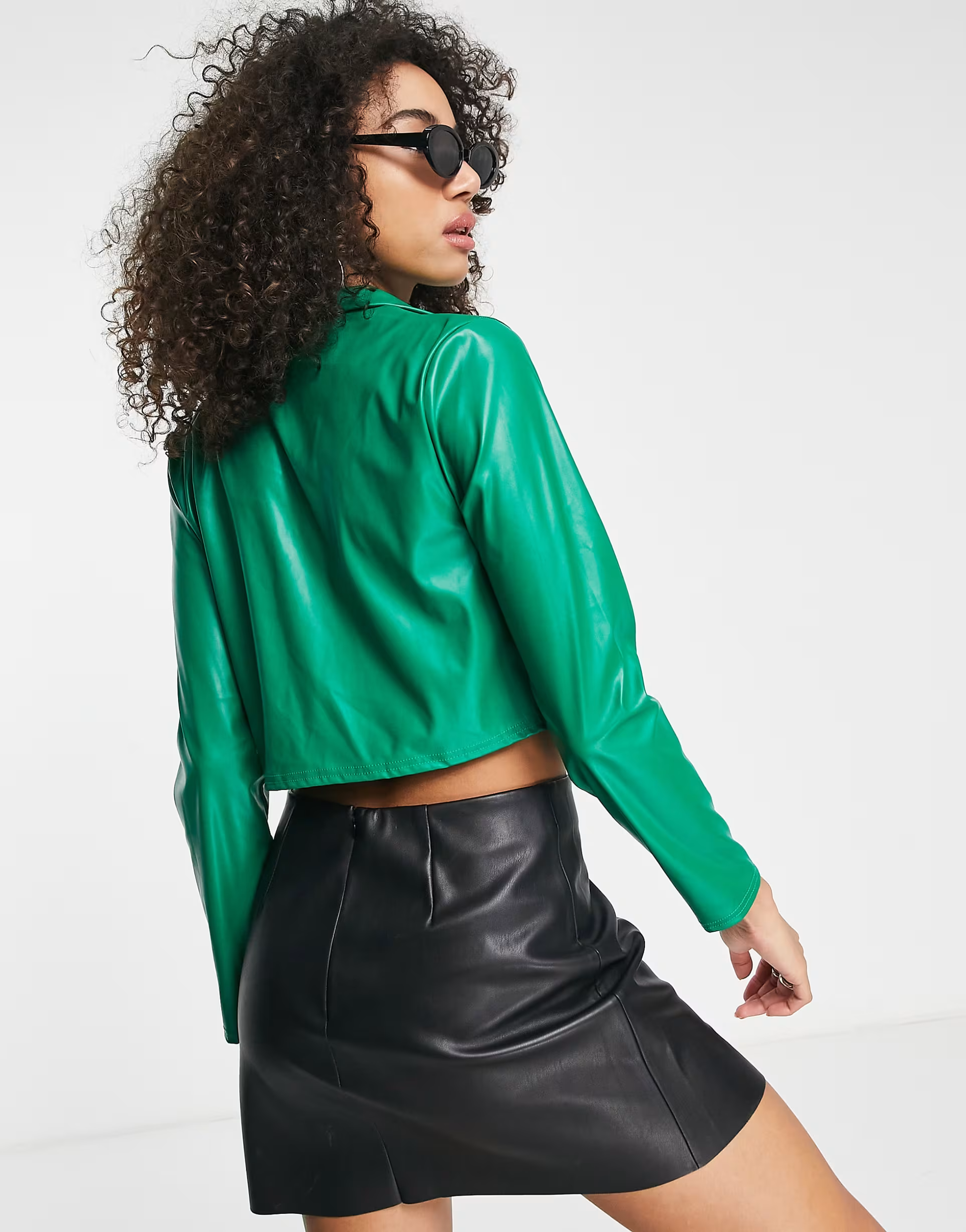 Womens I Saw It First Pu Tie Front Shirt Co Ord In Green