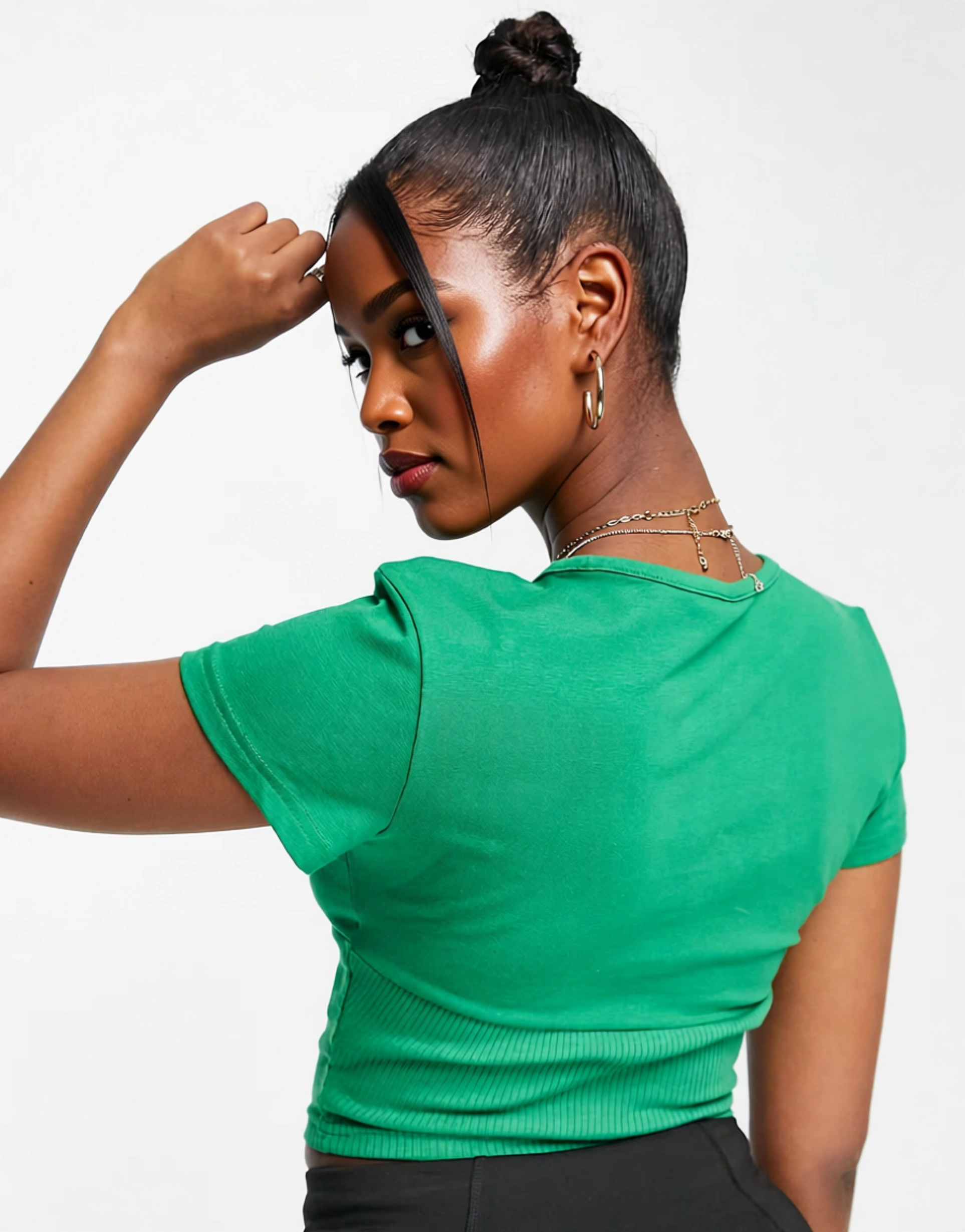 Womens Puma Structured T-Shirt With Bust Detail in Green