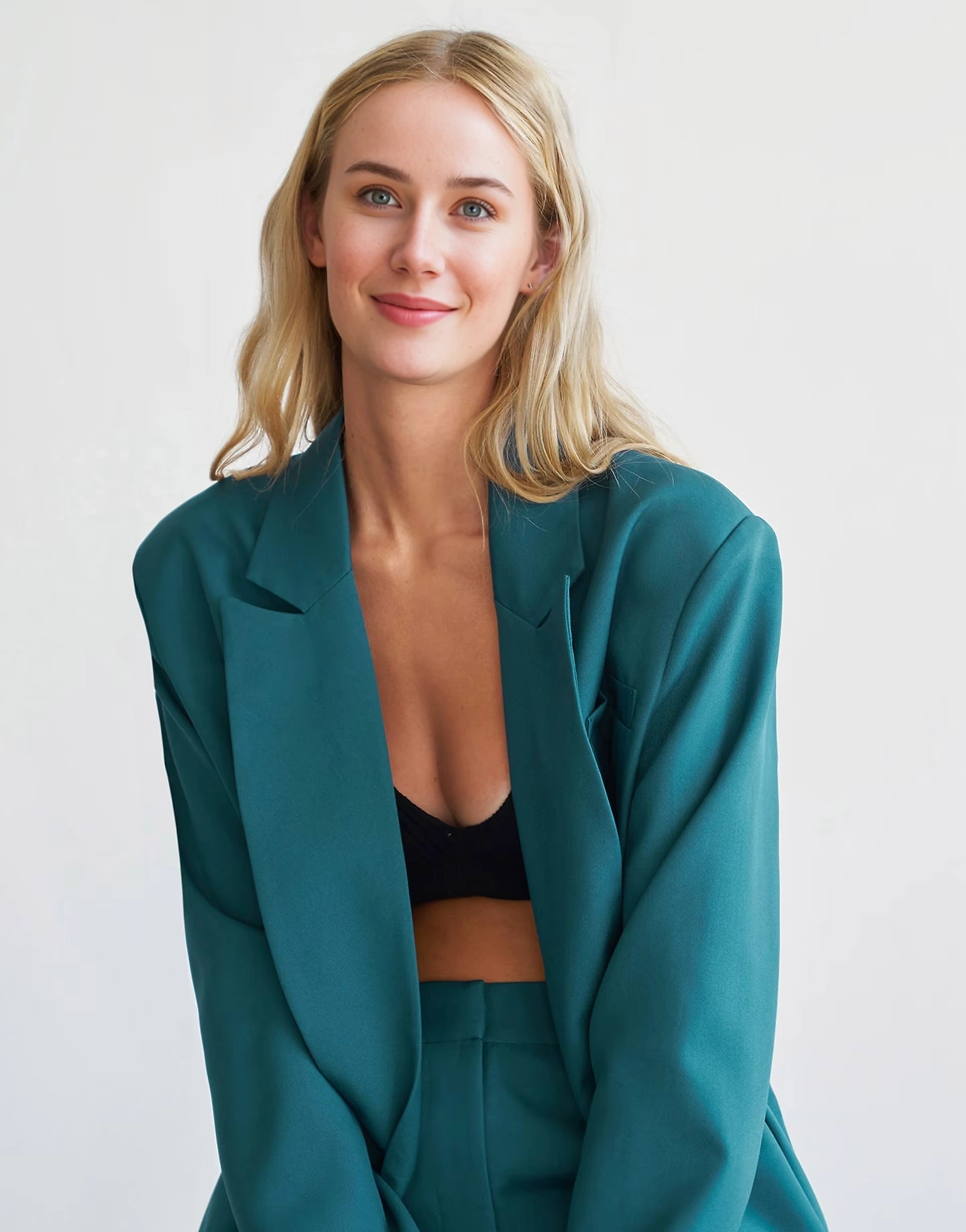 4th & Reckless Womens X Elsa Hosk Tailored Blazer Co Ord in Teal