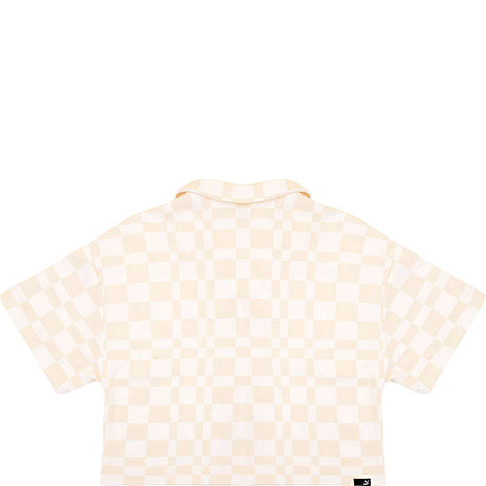 Puma Women's Beige and White Downtown Checkerboard Shirt