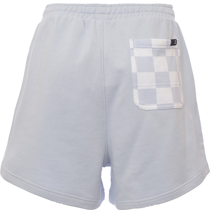 Puma Women's Pale Blue and White Checkerboard Colour Block Downtown Sweat Shorts