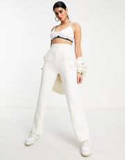 Womens Puma Straight Leg Trousers In Off White