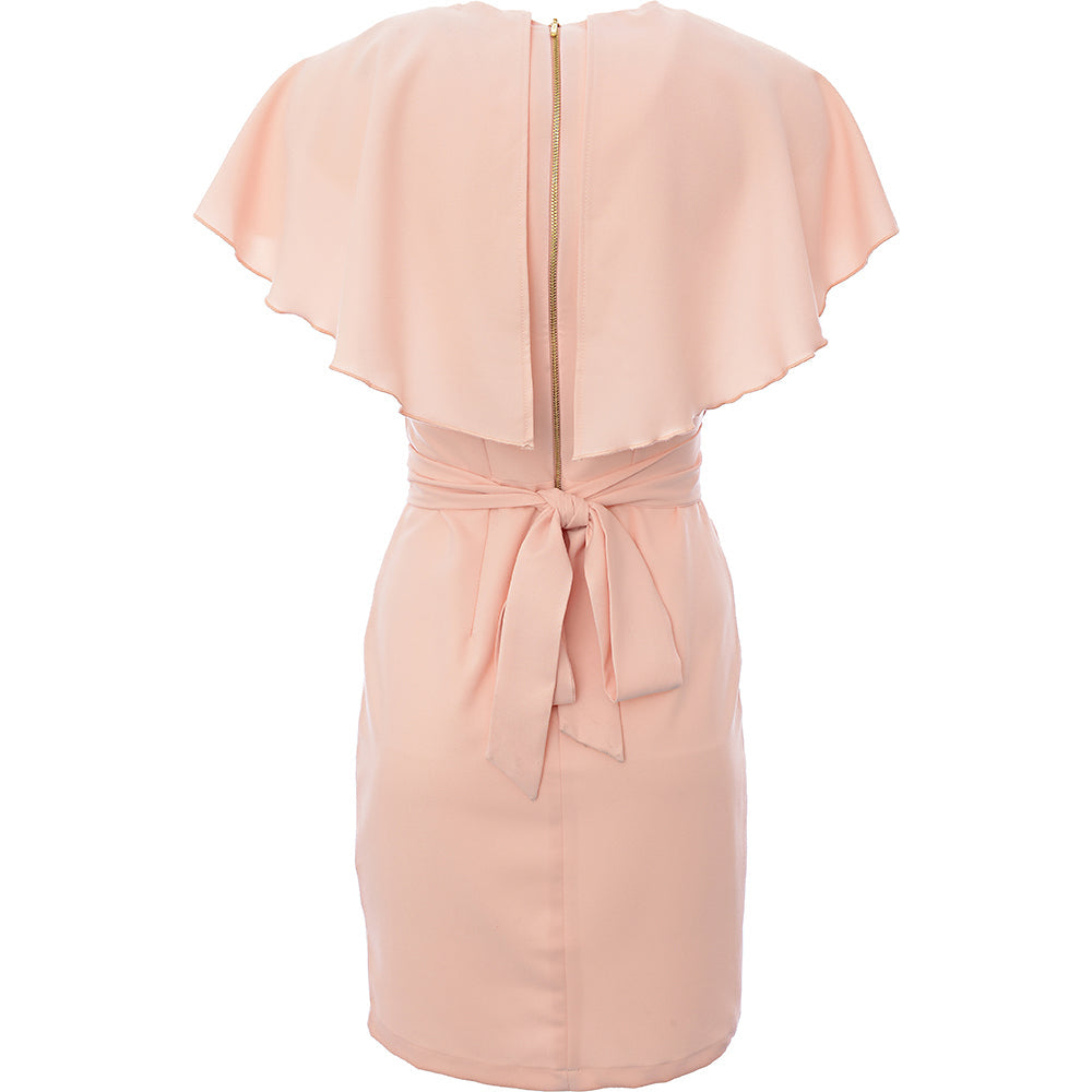 Closet London Women's Pink Ruffle Pleated Mini Dress