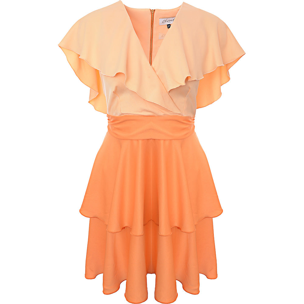 Closet London Women's Wrap Ruffle Mini Dress in Orange