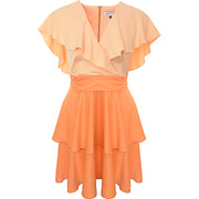 Closet London Women's Wrap Ruffle Mini Dress in Orange