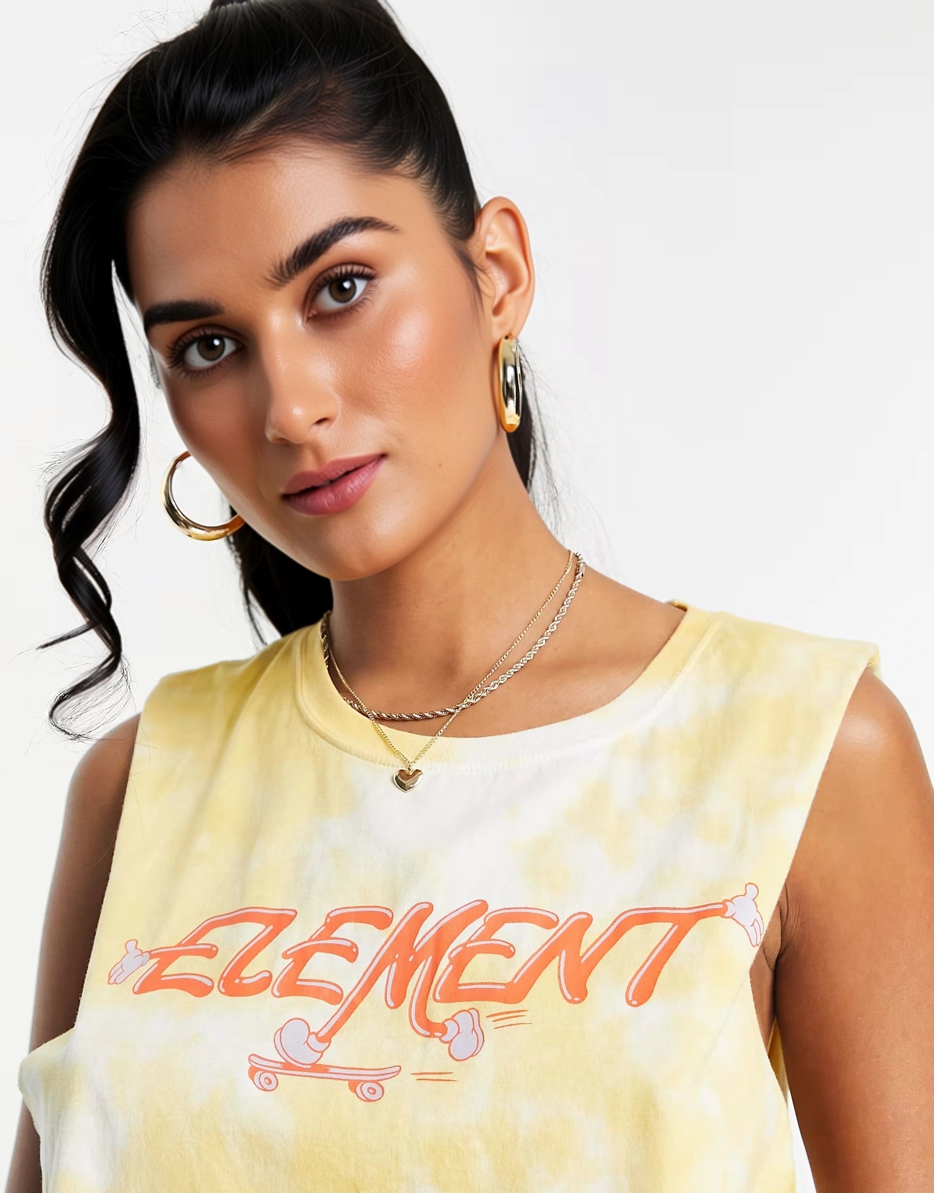 Element Womens Skateman Vest in Yellow Tie-Dye In Gold