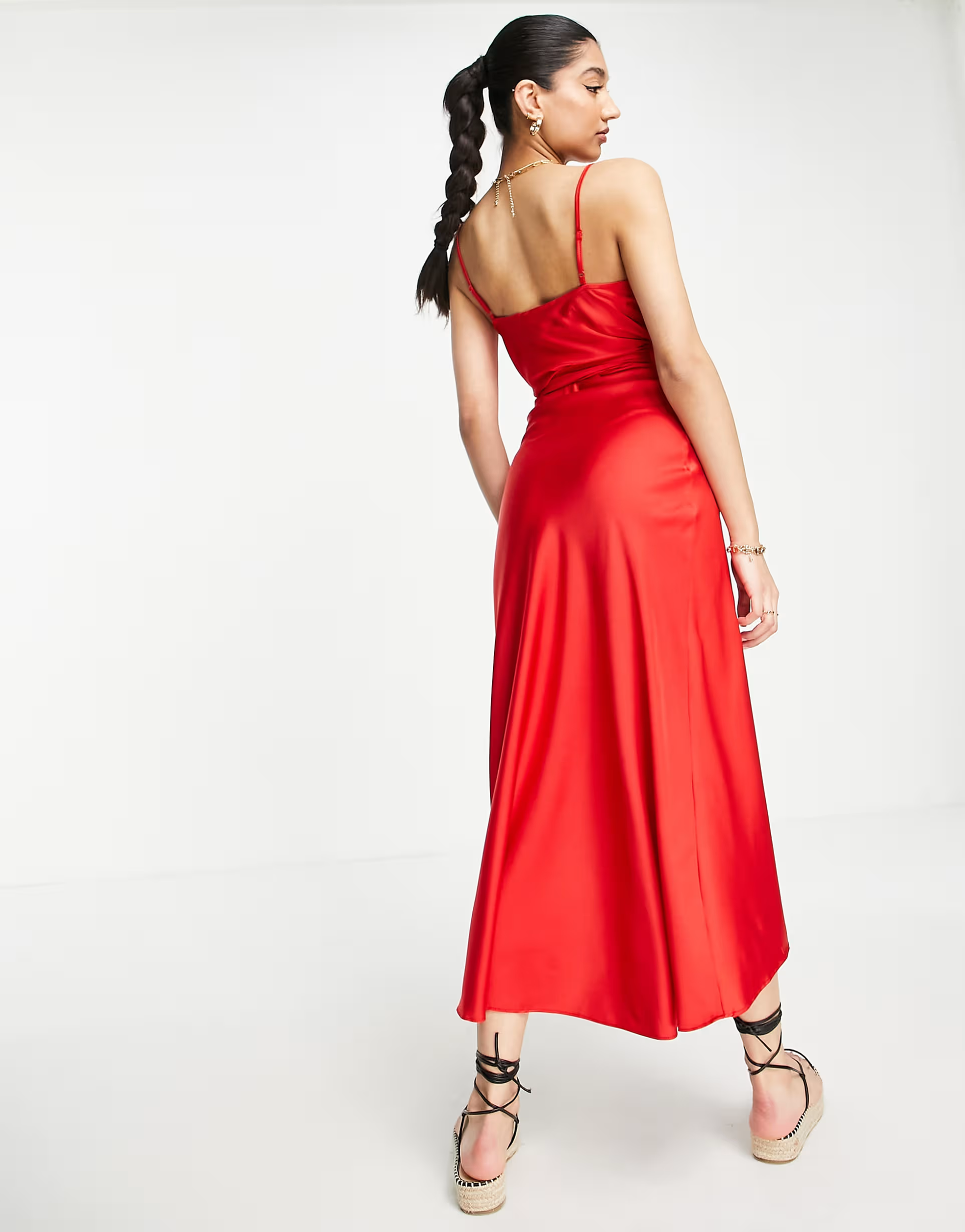 Liquorish Womens Wrap Cami Midi Dress In Red
