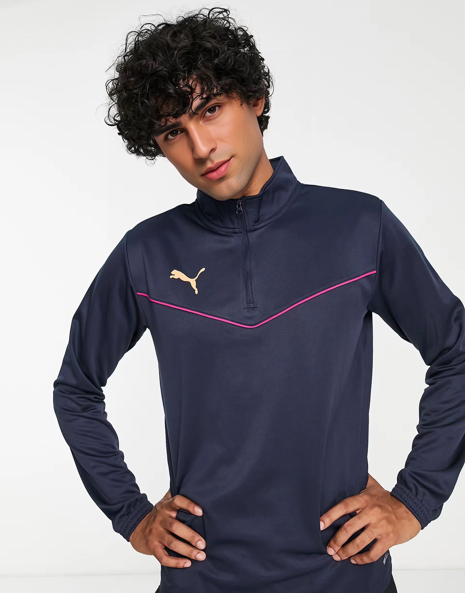 Mens Puma Rise Football Top in Navy And Pink