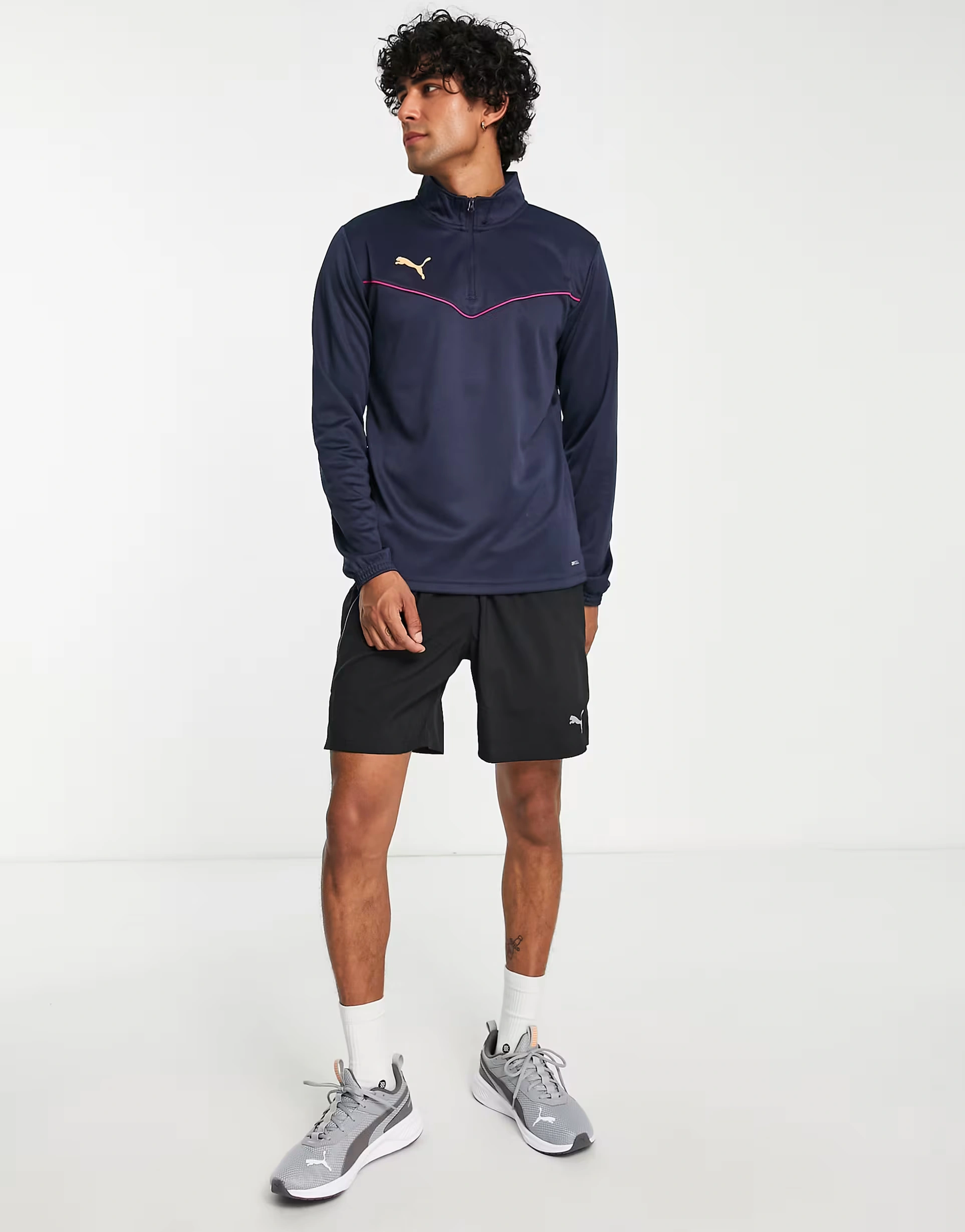 Mens Puma Rise Football Top in Navy And Pink