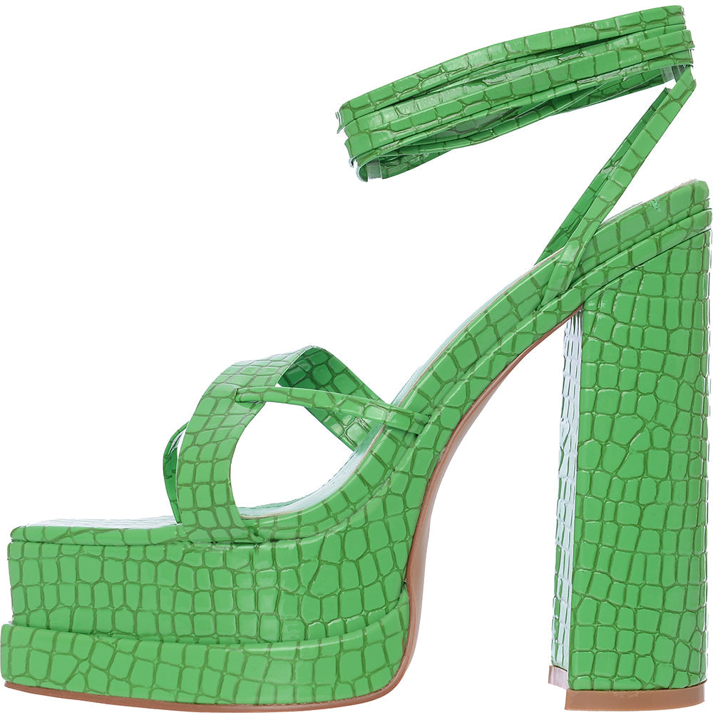 Simmi London Womens Green Platform Heeled Sandals